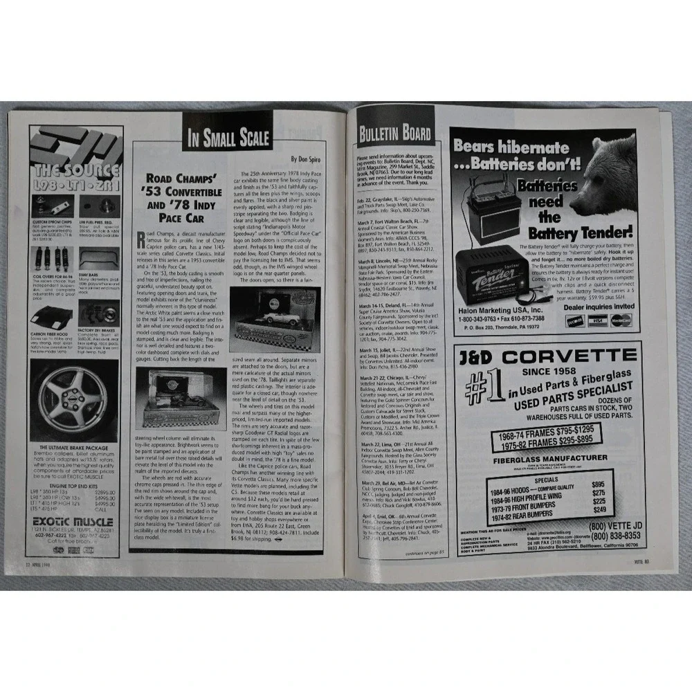 Vette Magazine April 1998 Corvette Big Block 1968 1969 Car Enthusiast